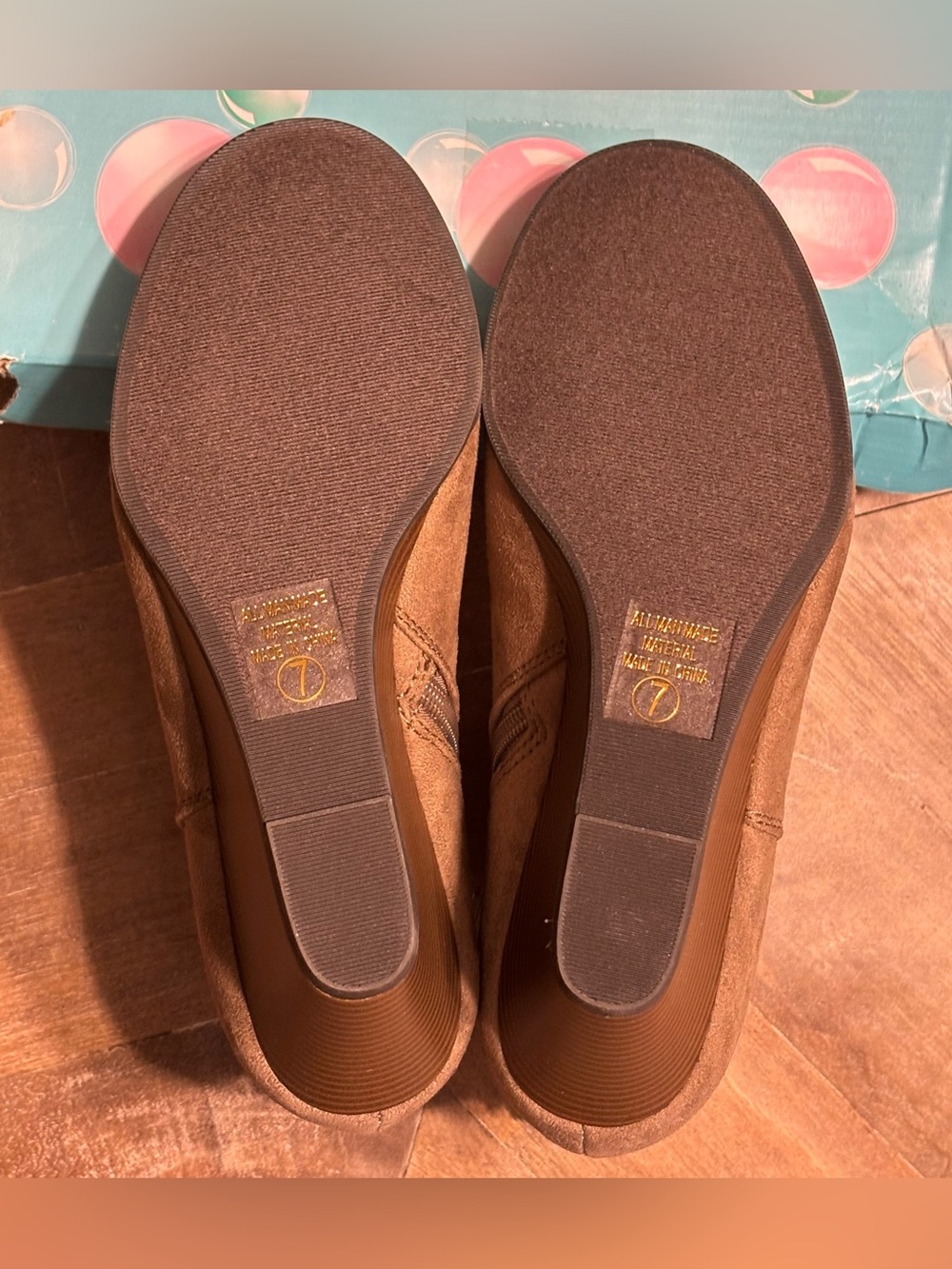 NEW IN BOX by Soda - Brown/Taupe Wedge Ankle Booties with Side Zipper - Picture 13 of 16